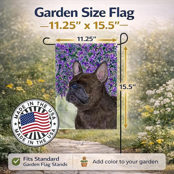 Caroline's Treasures SS8676GF French Bulldog Garden Flag Mailbox Flag Decorative Yard Flag Banner Outside Patio Artwork Yard Flower Beds, Garden Size, Multicolor