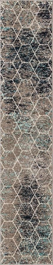 Unique Loom Trellis Frieze Collection Area Rug - Geometric (2' x 10' Runner, Blue Multi/ Ivory)