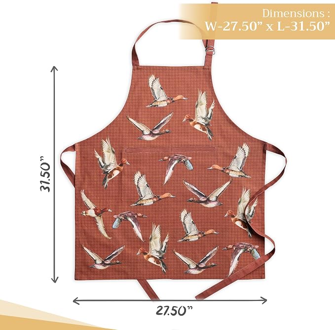 Maison d' Hermine Aprons for women with Pocket 100% Cotton (27.50"x31.50") | Adjustable Neck Strap & long ties Apron Men Chef Wedding Cooking Gardening Server Maid