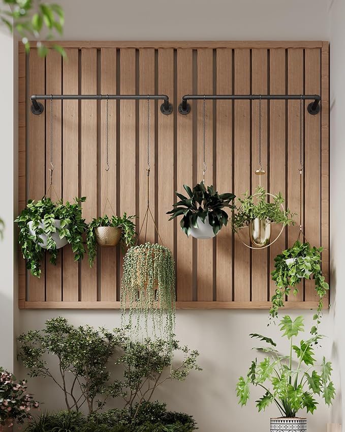 SOFITORG 38.2" Metal Plant Hanging Rod, 6 Chains, 2 Pack, Pots Not Included | Wall Plant Hanging Bar, Durable Hanging planter holder for Window Ceiling, Easy Assembly, All Hardware Included, Black
