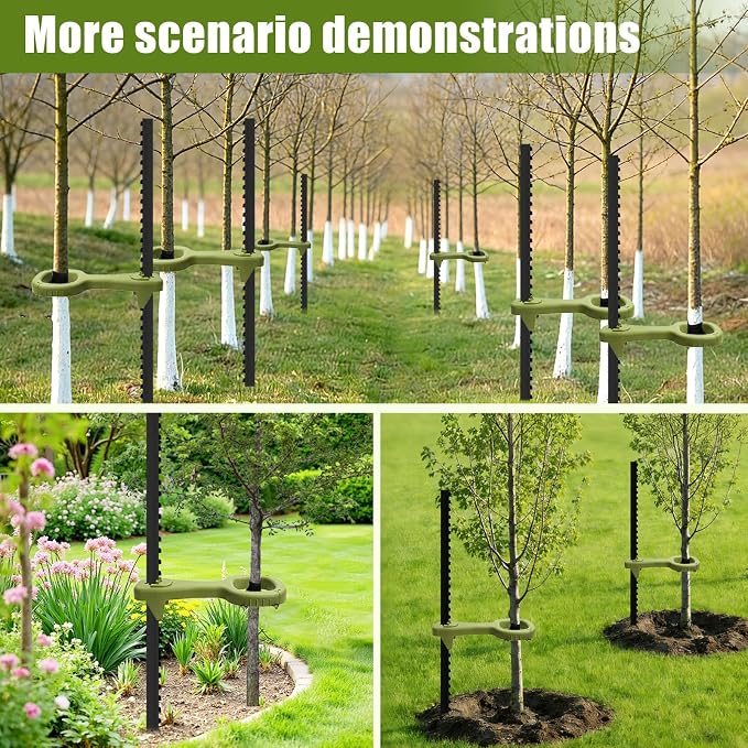 Tree Supports Young Trees, 4 PCS Tree Holder Stabilizer Support Trees Straightening Kit for Leaning Tree, Greater Stability Can Withstand Severe Weather（Unincluded T-Posts ）