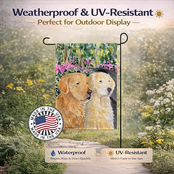 Caroline's Treasures SS8974GF Golden Retriever Garden Flag Mailbox Flag Decorative Yard Flag Banner Outside Patio Artwork Yard Flower Beds, Garden Size, Multicolor