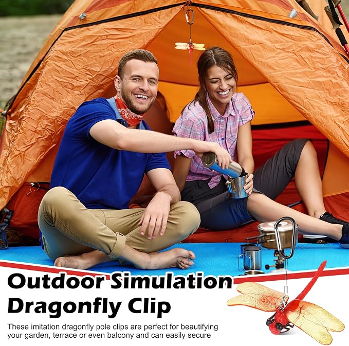 Qualirey 1pc Dragonfly Hat Clip Realistic Simulated Dragonfly with Hook Clip Attach to Backpack Hat for Indoor Yard Garden Plant Decor (Red)