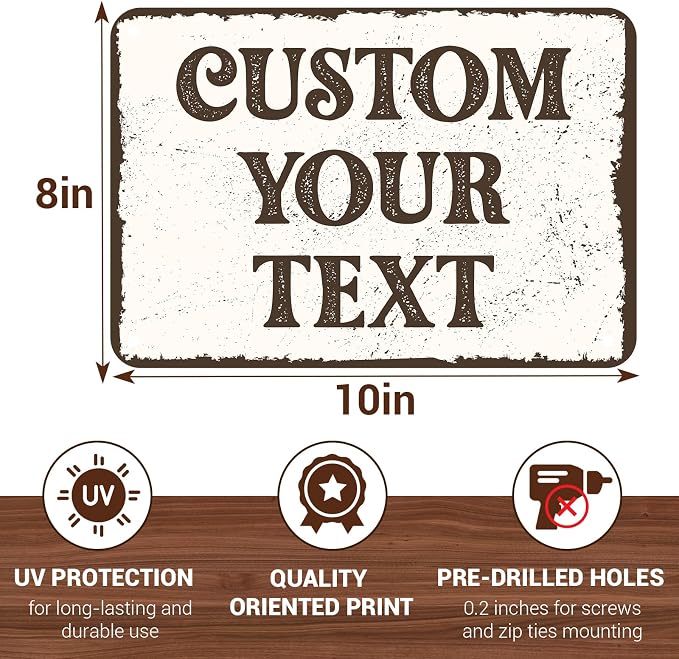 Custom Rustic Sign,Personalized Outdoor Metal Signs,Tin Plates for Outside/Inside,Man Cave,Shop,Bar,Cafe Restaurant,Garden Fence,Vintage Style Aluminum Fade Reistant Easy Installation 12 x 8 inch