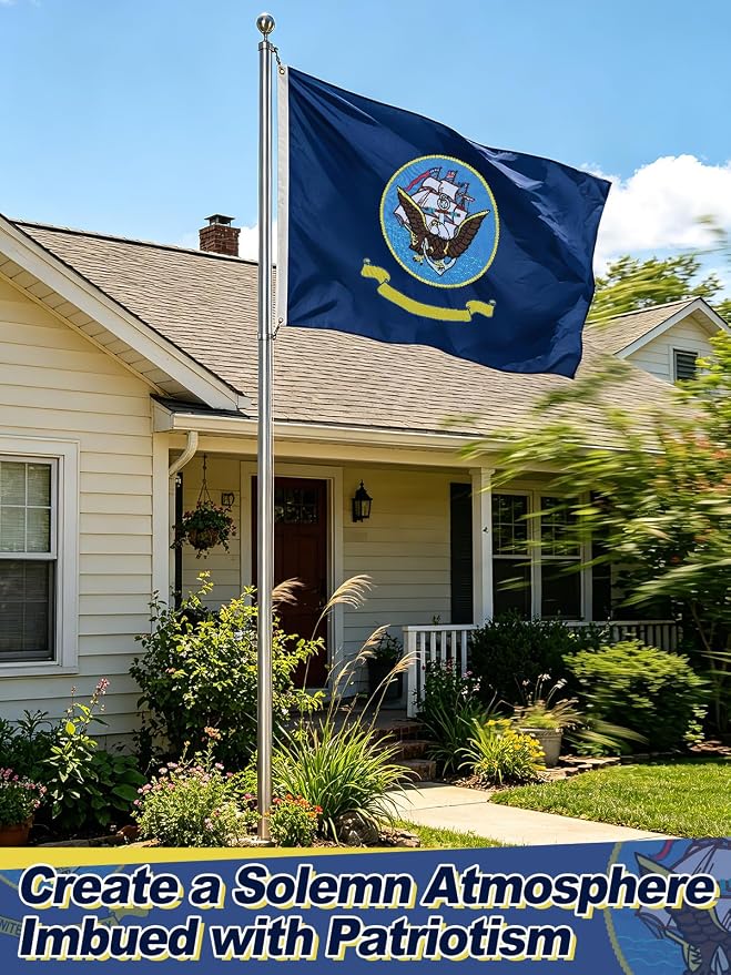 Double-Sided Embroidered Flags for Outside 3x5-210D Oxford Fabric Weatherproof Military Flags with 2 Brass Grommets for Garden Patio Decor, Gift for Veteran & Service Member (Dark Blue)