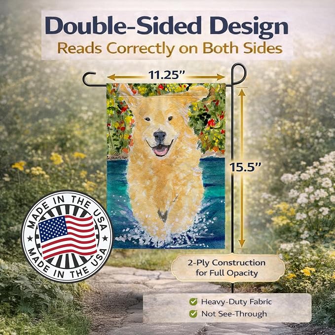 Caroline's Treasures SS8978GF Golden Retriever Garden Flag Mailbox Flag Decorative Yard Flag Banner Outside Patio Artwork Yard Flower Beds, Garden Size, Multicolor