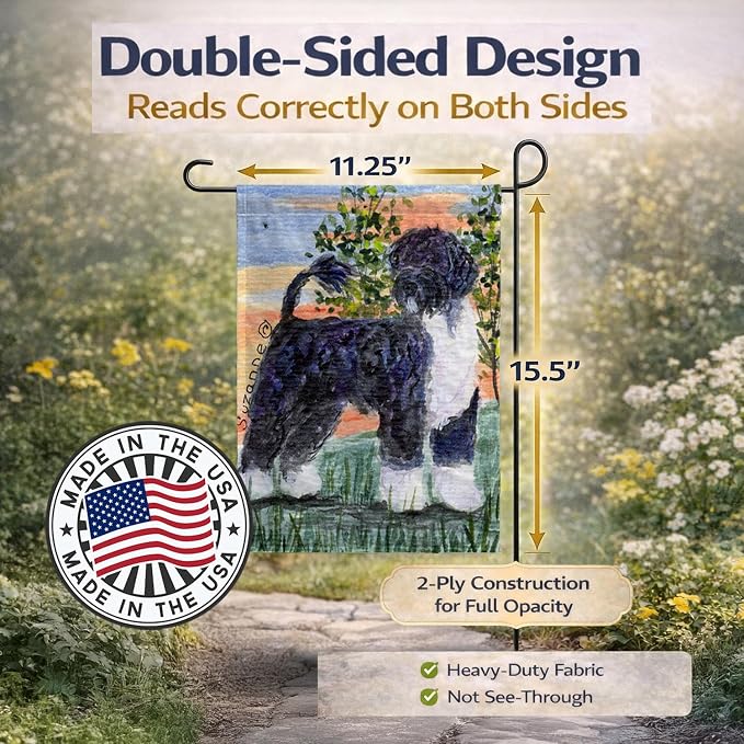 Caroline's Treasures SS8855GF Portuguese Water Dog Garden Flag Mailbox Flag Decorative Yard Flag Banner Outside Patio Artwork Yard Flower Beds, Garden Size, Multicolor