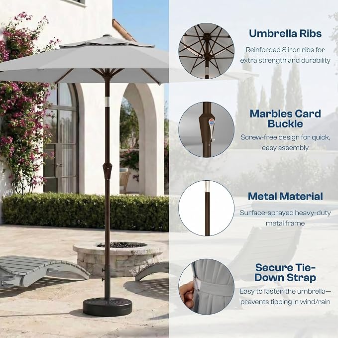 10FT Patio Umbrella, 2 Tier Outdoor Table Umbrella, Large Vented Market Umbrellas with Push Button Tilt and Crank, 8 Sturdy Ribs for Backyard, Deck, Pool, UPF50+ UV Protection