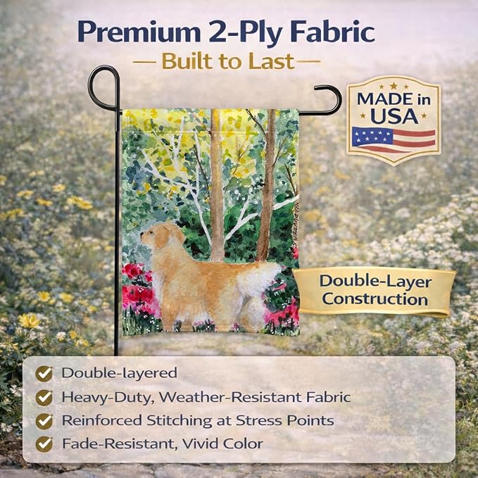 Caroline's Treasures SS8886GF Golden Retriever Garden Flag Mailbox Flag Decorative Yard Flag Banner Outside Patio Artwork Yard Flower Beds, Garden Size, Multicolor