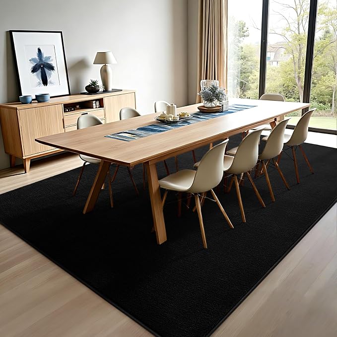 Vasofe 6x9 Black Rug, Large Rugs for Living Room Bedroom, Washable Area Rug | Modern Non-Slip Rug, Low Pile Indoor Soft Thickened Memory Foam Carpets for Boys Girls Room Apartment Classroom Dorm Decor