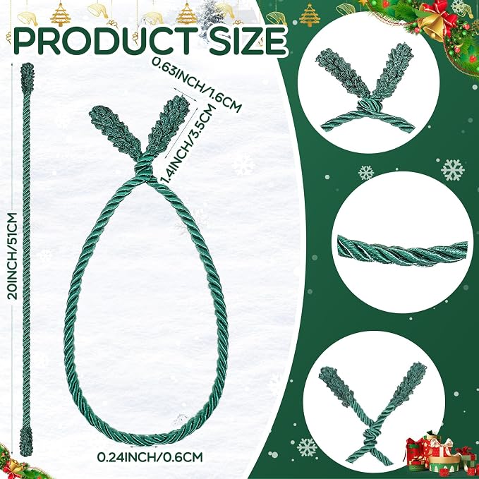 Zhengmy 16 Pcs 20 Inches Christmas Garland Ties Christmas Decorative Twist Ties for Banister Reusable and Flexible Twist for Xmas Home Decorations Holiday Craft Wrapping (Brown Green Beige)