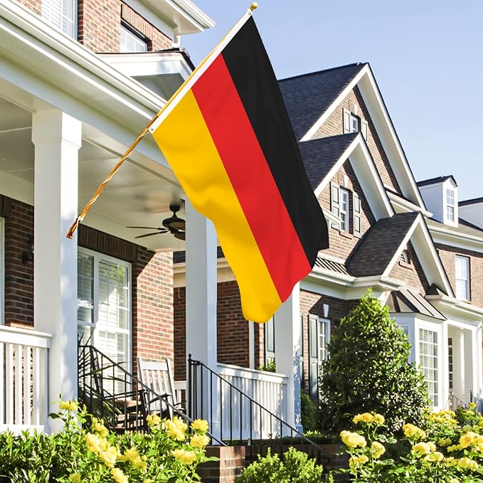 AhfuLife 2 Pcs German Flag 3 x 5 Ft, Large Germany Flag for Outside - Double Side with Brass Eyelets for Olympic Party Decorations, Oktoberfest Bar Garden Street Decoration Indoor Outdoor