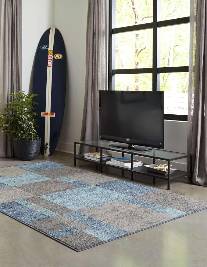 Unique Loom Autumn Collection Area Rug - Providence (5' 3" x 8' Rectangle, Blue Gray/ Light Brown)