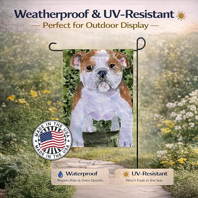 Caroline's Treasures SS8735GF English Bulldog Garden Flag Mailbox Flag Decorative Yard Flag Banner Outside Patio Artwork Yard Flower Beds, Garden Size, Multicolor