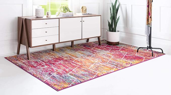 Unique Loom Trellis Frieze Collection Area Rug - Geometric (7' x 10', Multi/ Ivory)