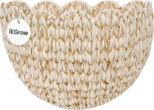 iEGrow Plastic wall Basket, Scalloped Hanging Baskets Plastic, Hanging Baskets for Organizing and Decor, Woven Storage Baskets for Door Mounted Entryway Flower Mail Plant Nursery | Woven Storage Design, Door Mounted, For Organizing and Decor, Entryway ...