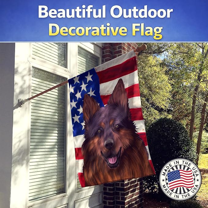 Caroline's Treasures CK6445CHF Bohemian Shepherd American Flag House Flag Large Porch Sleeve Pole Decorative Outside Yard Banner Artwork Wall Hanging, Polyester, House Size, Multicolor
