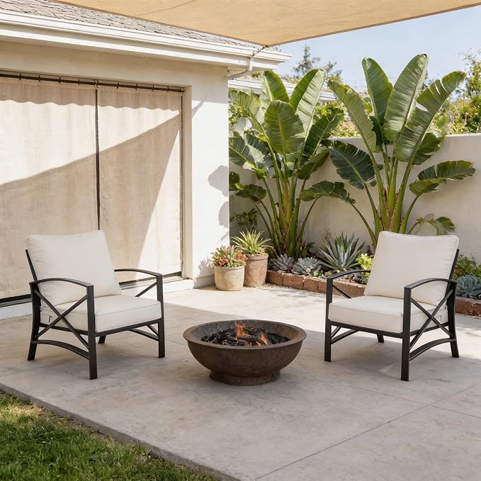 24"x27.5" Outdoor Deep Seat Patio Cushions Set of 2, Deep Seat Bottom Resilient Foam Filling Water-Resistant Stain-Resistant UV Resistant Weather Resistant with YKK Zippers, Almond