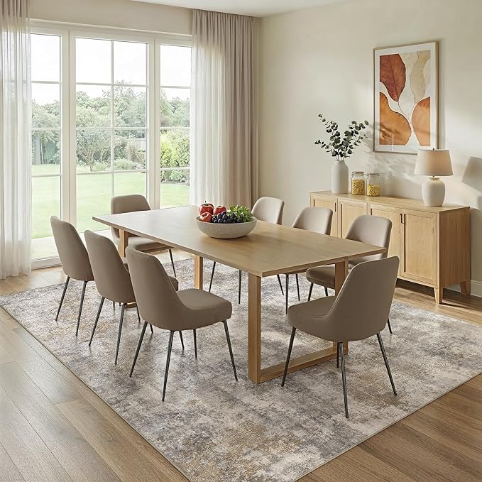 12x15 Area Rug Washable Abstract Rugs for Living Room Light Brown/Grey | for Bedroom, Dining Room, Office, Nursery, Soft Neutral, Low Pile Non-Slip, Kid Pet Friendly, Large Indoor Carpet, Home Decor