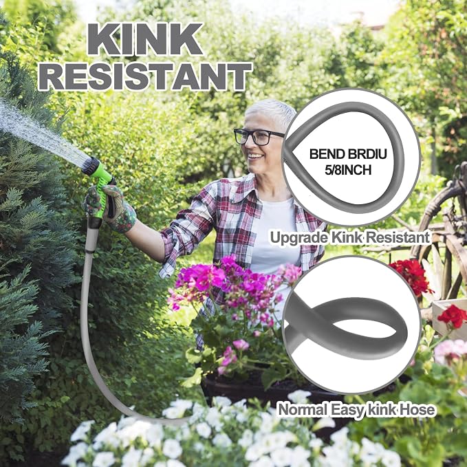 YOTOO Heavy Duty Hybrid Garden Lead in Water Hose 5/8-Inch by 3-Feet 150 PSI, Kink Resistant, All-Weather Flexible with Swivel Grip Handle and 3/4" GHT Solid Brass Fittings, Gray