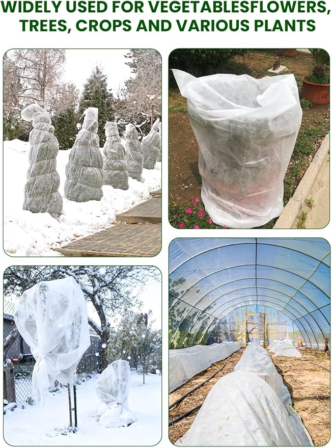Plant Covers Freeze Protection, 10 ft x 13 ft 1.0 oz/yd² Reusable Frost Protection Floating Row Cover, Frost Blankets for Plants, Frost Cloth for Cold Weather Snow, Winter Frost Pests Protection
