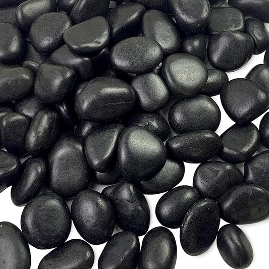 FANTIAN 10 lbs Black Rocks Pebbles for Plants, 1-2 Inch Polished Black River Rocks for Planter Garden Landscaping Vase Yard Walkway Home Décor Paving Fountain and Outdoor Decorative Stones