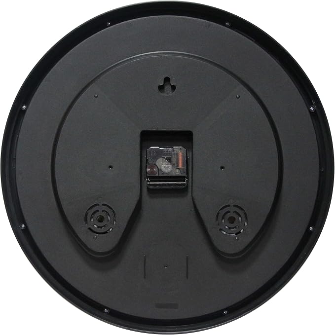 Concordia 17.5-Inch Indoor/Outdoor Waterproof Wall Clock with Built-in Hygrometer & Thermometer. Light Wood Clock Face with Black Frame, Silent Battery Operated, Round Clock Wall Decor for Patio/Home