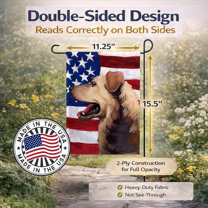 Caroline's Treasures CK6415GF Austrian Pinscher American Flag Garden Flag Mailbox Flag Decorative Yard Flag Banner Outside Patio Artwork Yard Flower Beds, Garden Size, Multicolor
