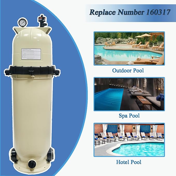 EC-160317 Cartridge Pool Filter,100 sq ft‌100GPM Fit for Pentair CC150