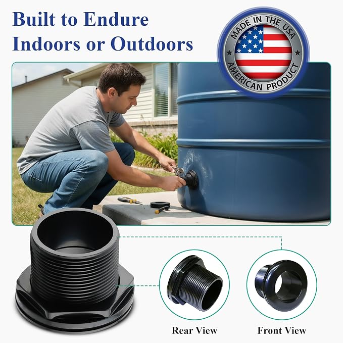 2 Inch Bulkhead Fitting 12 Pack, Heavy Duty Slip x Slip Tank Adapter, Durable Water Tank Connector for Aquariums, Rain Barrels, Hydroponics, Reservoirs, Ponds & Irrigation Systems