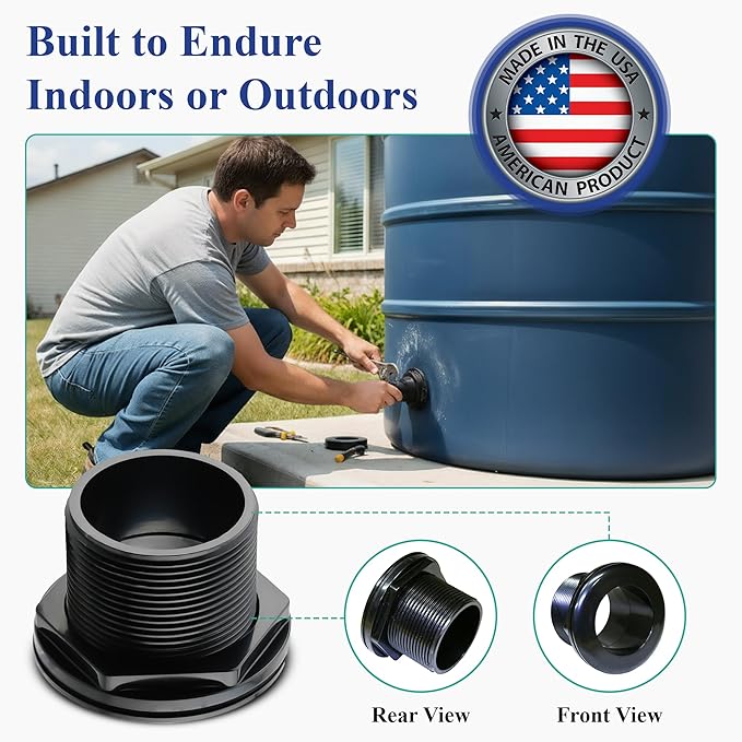 2 Inch Bulkhead Fitting 8 Pack, Heavy Duty Slip x Slip Tank Adapter, Durable Water Tank Connector for Aquariums, Rain Barrels, Hydroponics, Reservoirs, Ponds & Irrigation Systems
