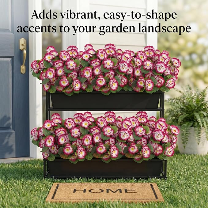 24 Pcs Artificial Geranium Flowers for Outdoor, UV Resistant Geraniums Artificial Flowers Realistic Faux Flowers Outdoor for Planters Outside Porch Garden Decor (15.3", Gradient Rose Red)