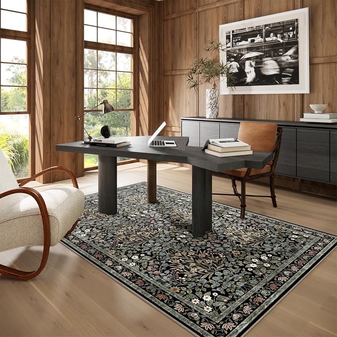 Traditional Design Vintage Floral Area Rug 4 x 6,Washable Area Rugs - Perfect for Living Room, Bedroom, Pet & Child Friendly, Nursery - Stain & Water Resistant Non-Slip, Dining Room Decor