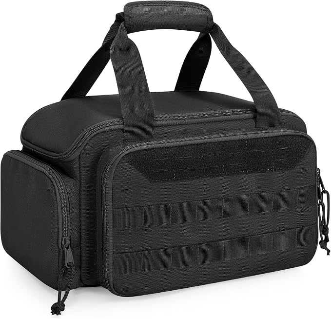 Rexmica 12-Inch Tool Bag with Anti-friction Bottom, Hand Tool Storage Organizer Bag for Men, Tactical Range Bag, Multi-purpose Work Tote for Repairman, Electrician, Carpenters, Handyman, Black