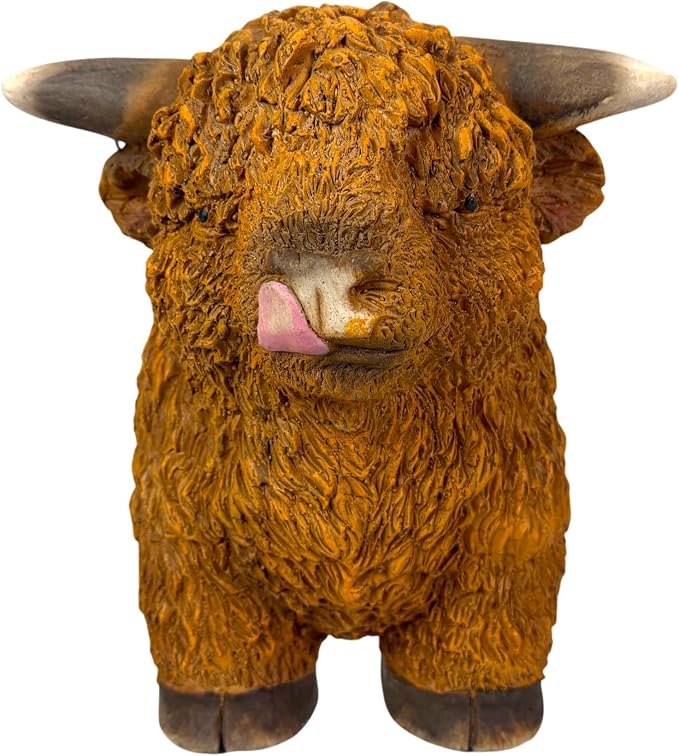 Zeckos Highland Cow Planter, Brown Painted Magnesium Oxide Animal-Shaped Freestanding Planter, 12 Inches Tall X 15 Inches Long X 8.25 Inches Wide, MGO Farmhouse Decorative Accent
