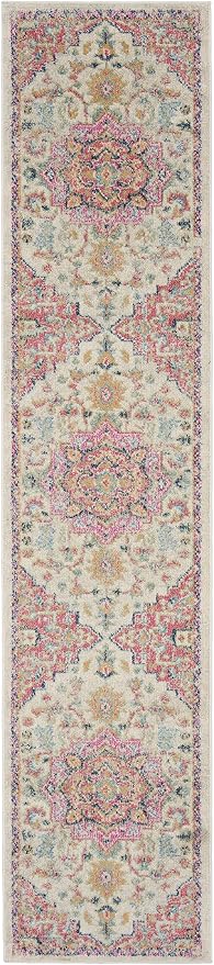 Nourison Home Passion Ivory Pink 2'2" x 10' Area Rug - Easy Clean, Non Shedding, Bed Room, Living Room, Dining Room, Kitchen (10' Runner)