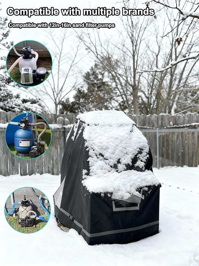 XCZ Sand Filter Pump Cover. Winter Insulated Cover. With Sherpa Lining. Suitable for 12-16in Sand Filter Pumps. Black