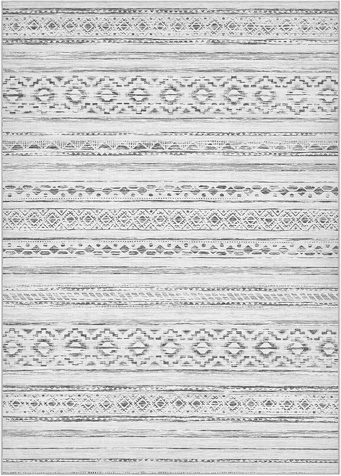 cotiled Boho 10x14 Area Rug for Living Room: Large Moroccan Washable Rug | Solve Modern Neutral Trendy Home Decor - Stain Resistan Carpet for Bedroom Farmhouse Cream Grey