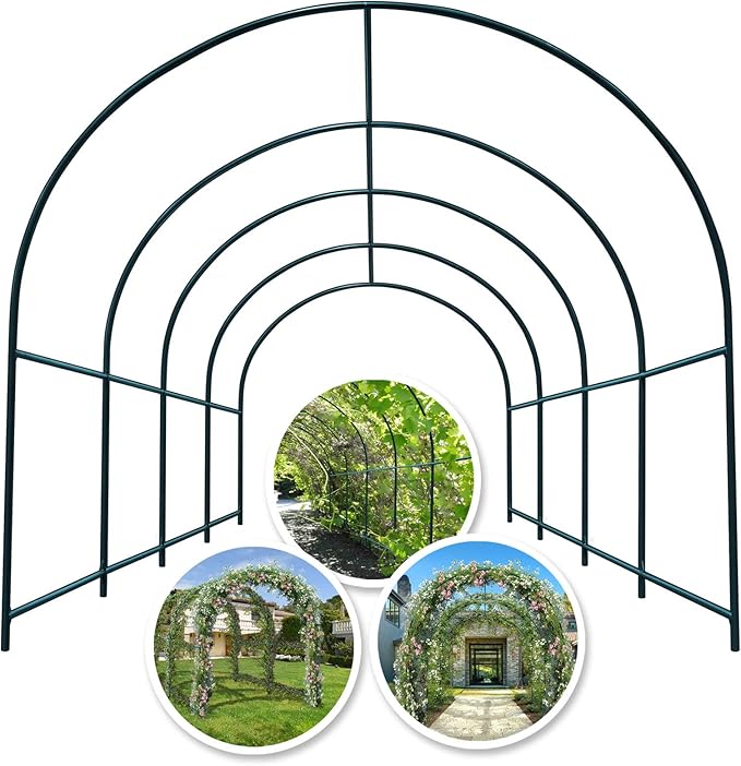 YardGrow Greenhouse Frames for Larger Hot Garden House Support Arch Frame Climbing Plants/Flowers/Vegetables Outdoor (13x7x7.2 FT)
