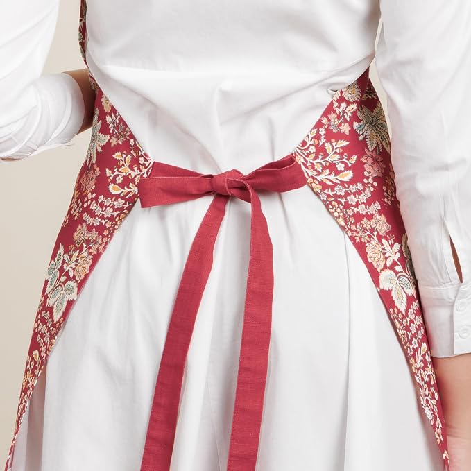 Maison d' Hermine Aprons for women with Pocket 100% Cotton (27.50"x31.50") | Adjustable Neck Strap & long ties Apron Men Chef Wedding Cooking Gardening Server Maid