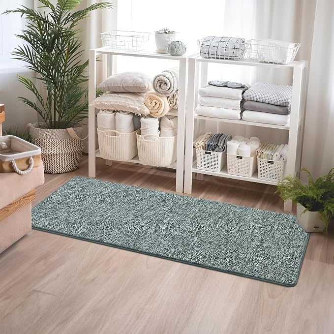 Chicrug Memory Foam 2x6 Runner Rugs for Hallway Entryway Bedroom | Low-Pile Soft Carpet Runner Rug for Kitchen, 6ft Kids Rug for Bedside Dorm Room Decor, Grey and White