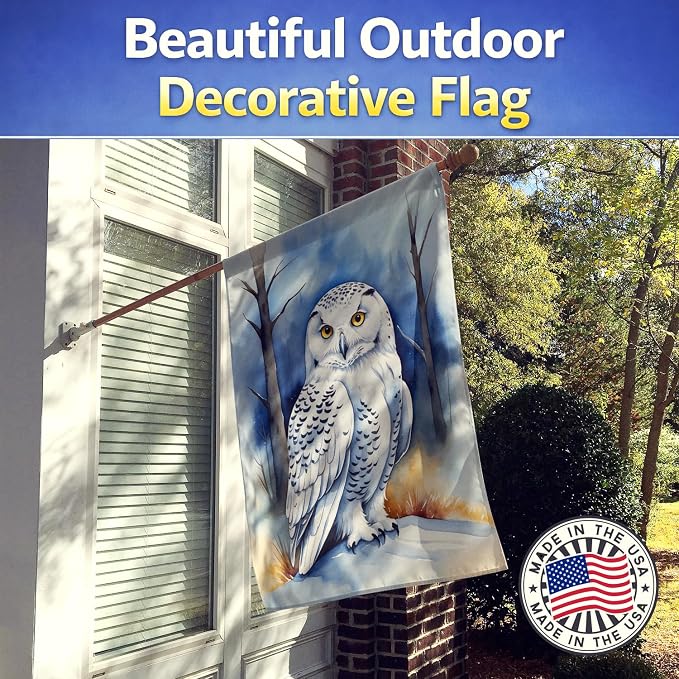 Caroline's Treasures Snowy Owl House Flag Large Porch Sleeve Pole Decorative Outside Yard Banner Artwork Wall Hanging, Polyester, House Size, Multicolor