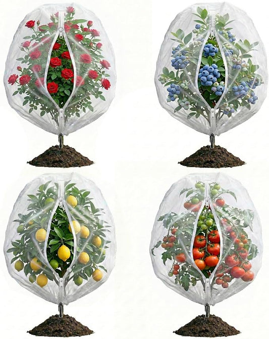 4 Pack Bird Netting for Garden Protection with Zipper & Drawstring - Garden Netting Pest Barrier 4.9x4FT,Cover for Blueberry Bushes Tomato Fruit Tree and Plants Protection from Insect Mosquito Birds