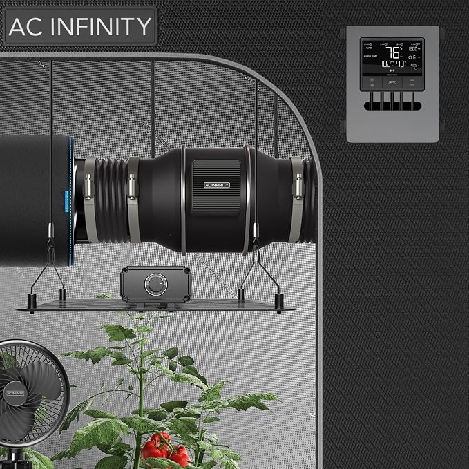 AC Infinity CLOUDLINE PRO T10, Quiet 10” Inline Duct Fan | With Temperature & Humidity VPD Controller, WiFi App Control - Ventilation Exhaust Fan for Heating Cooling, Grow Tents