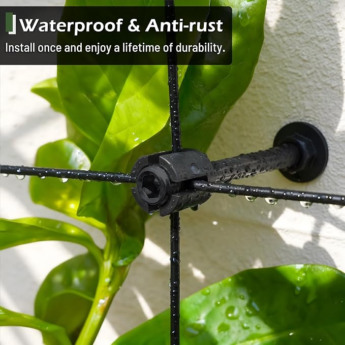 20-Set Black Wire Trellis for Climbing Plants Outdoor, Wall Trellis Kit for 5/64"(2mm) Wire Ropes, T316 Espalier System for Fence and Garden DIY Projects (Hubs Only, Without Cable)
