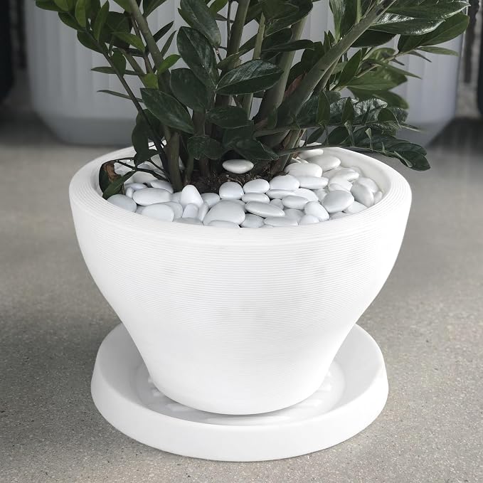 Crescent Garden Universal Round Planter Saucer, Durable Drainage Dish for Plant Pots, Heavy-Duty Plant Dishes Saucer, Indoor & Outdoor Plant Trays - Parchment (8 inch Inner, 11 inch Outer Diameter)