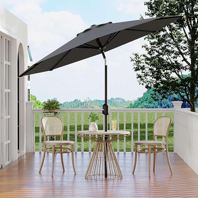 Garvee 10FT Patio Umbrella - Outdoor Table Umbrella with Smooth Crank Lift, Push Button Tilt and 8 Sturdy Ribs - Market Umbrella UV Protection Waterproof for Pool, Deck, Yard, Garden