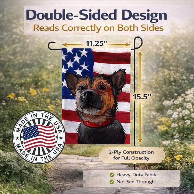 Caroline's Treasures CK6673GF Murcian Ratter Dog American Flag Garden Flag Mailbox Flag Decorative Yard Flag Banner Outside Patio Artwork Yard Flower Beds, Garden Size, Multicolor