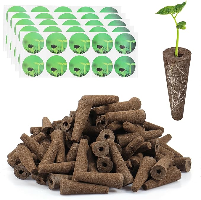 US 100Pcs Grow Sponges for Hydroponics PH Balanced Seed Starter Sponges Kit with 10 Blackout Stickers Root Growth Sponges Gardening Accessories for Hydroponic Indoor Garden System 2x2x5.8cm