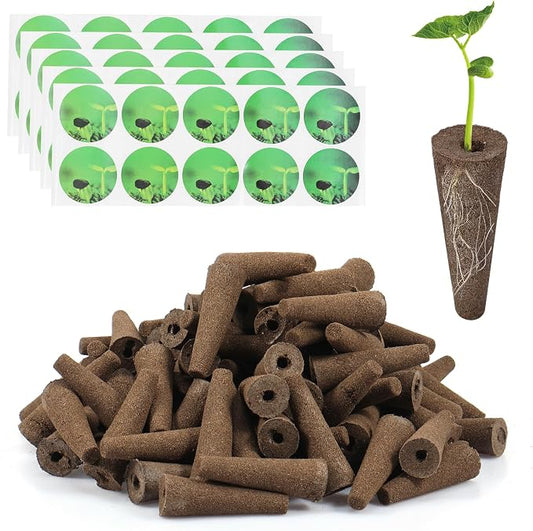 US 100Pcs Grow Sponges for Hydroponics PH Balanced Seed Starter Sponges Kit with 10 Blackout Stickers Root Growth Sponges Gardening Accessories for Hydroponic Indoor Garden System 2x2x5.8cm